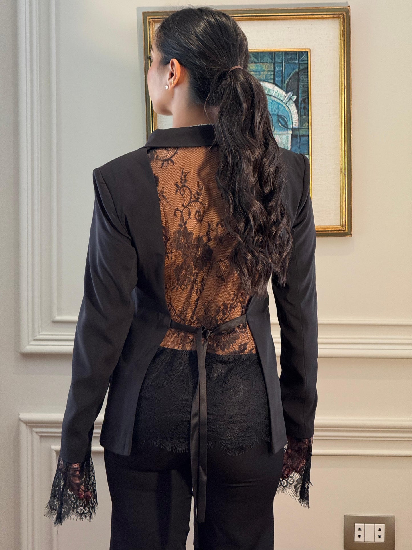 Lace Rendezvous Blazer - Black