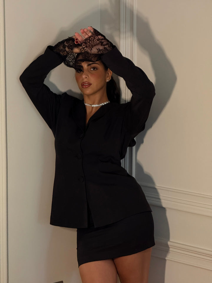 Lace Rendezvous Skirt Set - Black